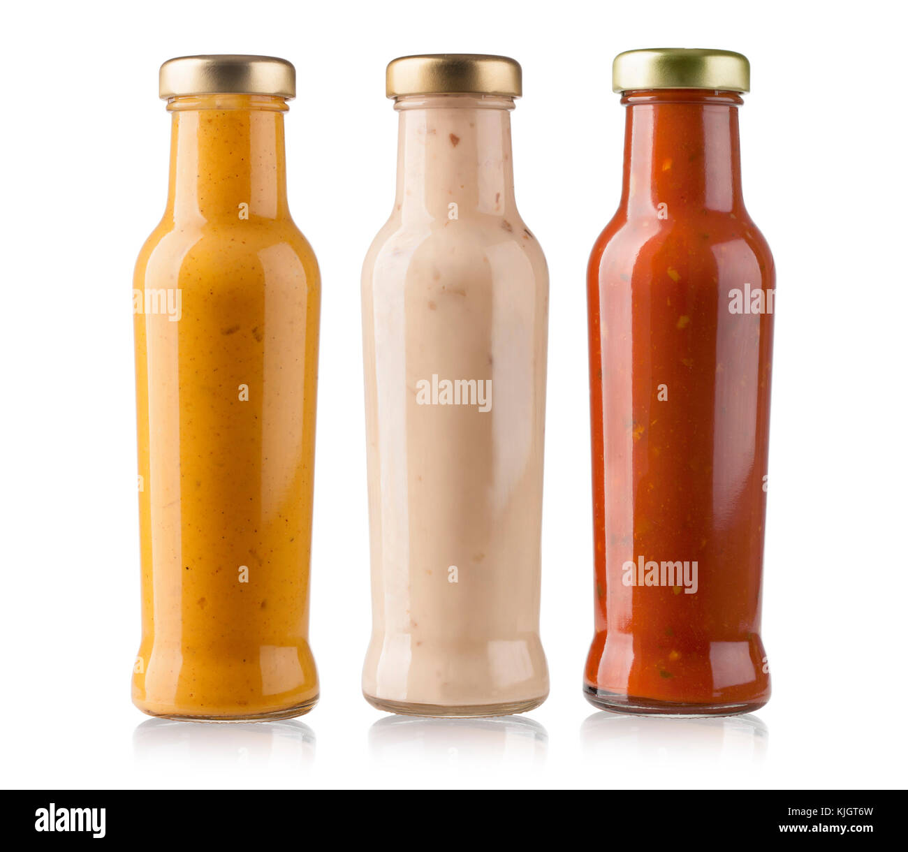the various barbecue sauces in glass bottles Stock Photo Alamy