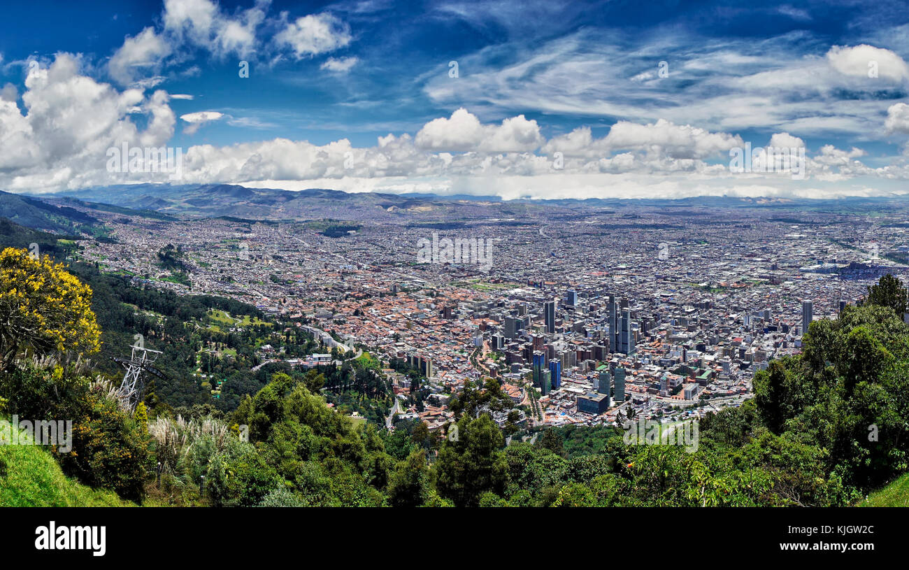 Birds Eye View From Mount Cerro De Monserrate Onto Bogota, Colombia ...