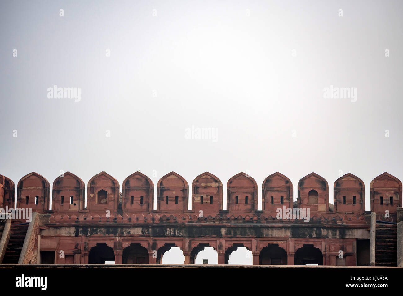 Battlement of Fort of Agra Stock Photo