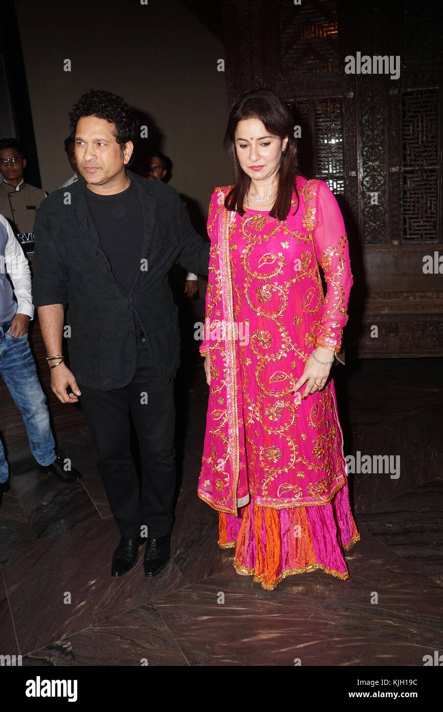 Indian Cricketer Sachin Tendulkar And His Wife Attend Indian