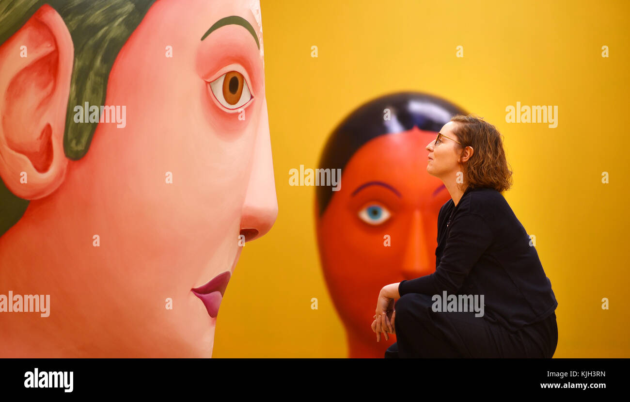 Oxford, UK. 24th Nov, 2017. Nicolas Party: Speakers at Modern Art Oxford. Exhibition Curator Stephanie Straines with the exhibits before the opening. Picture by Credit: Richard Cave/Alamy Live News Stock Photo