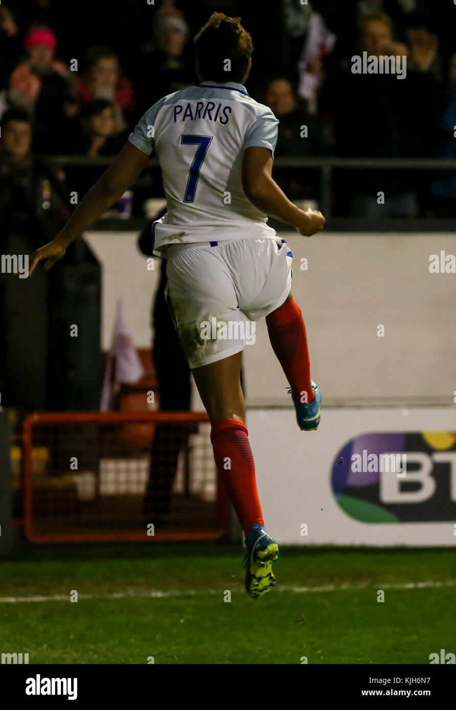 England Women's team, the Lionesses, playing Bosnia & Herzegovina, FIFA Women's World Cup qualifying round, November 2017. Nikita Parris on the ball Stock Photo
