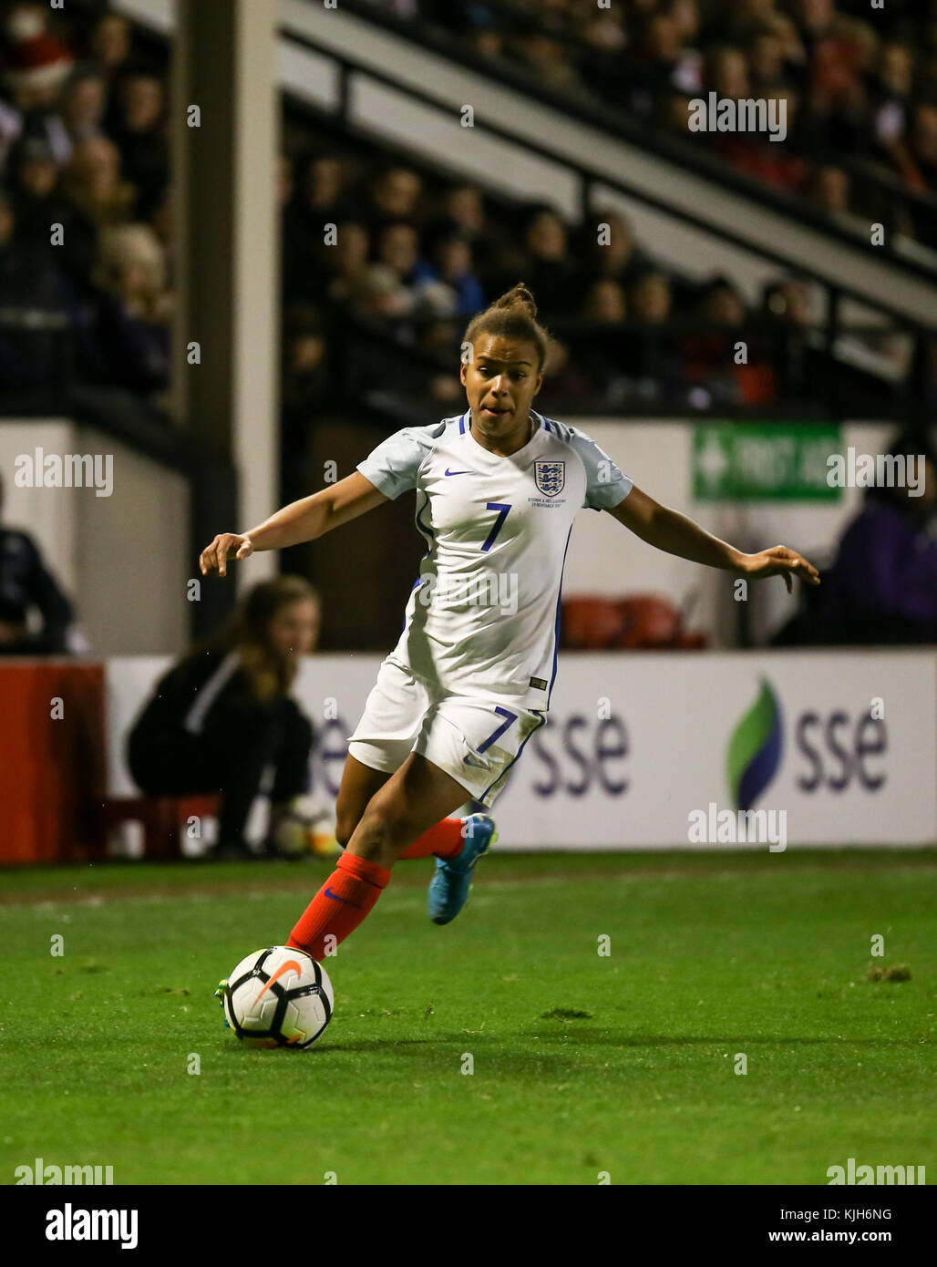 England Women's team, the Lionesses, playing Bosnia & Herzegovina, FIFA Women's World Cup qualifying round, November 2017. Nikita Parris on the ball Stock Photo