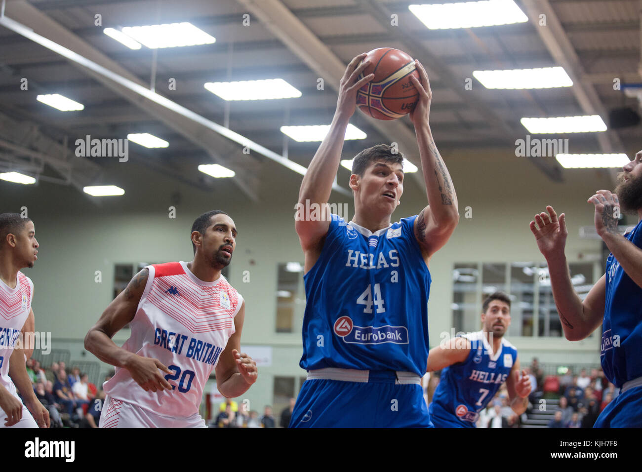 Leicester, UK. 24th Nov, 2017. FIBA World Cup qualifier fixture. Team GB vs Greece. Leicester Arena, Leicester. Credit: carol moir/Alamy Live News Stock Photo