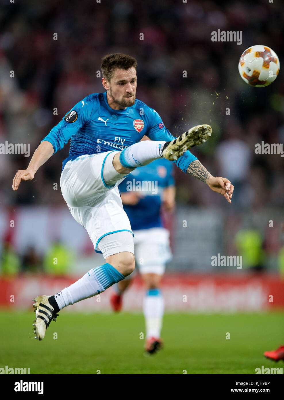 Cologne, Germany. 23rd Nov, 2017. Arsenal's Mathieu Debuchy in action during the UEFA Europa League soccer match between 1. FC Cologne and FC Arsenal London at the Rheinenergiestadion in Cologne, Germany, 23 November 2017. - NO WIRE SERVICE - Credit: Thomas Eisenhuth/dpa-Zentralbild/ZB/dpa/Alamy Live News Stock Photo