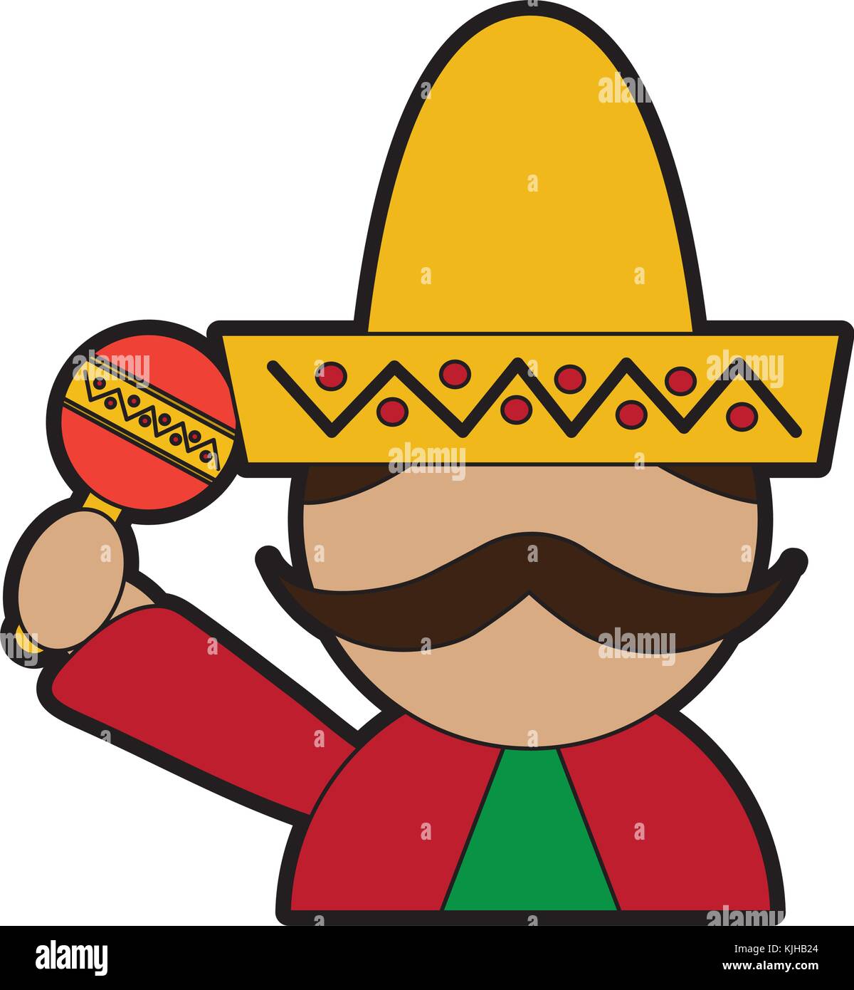 man with sombrero holding maraca mexico culture icon image Stock Vector ...