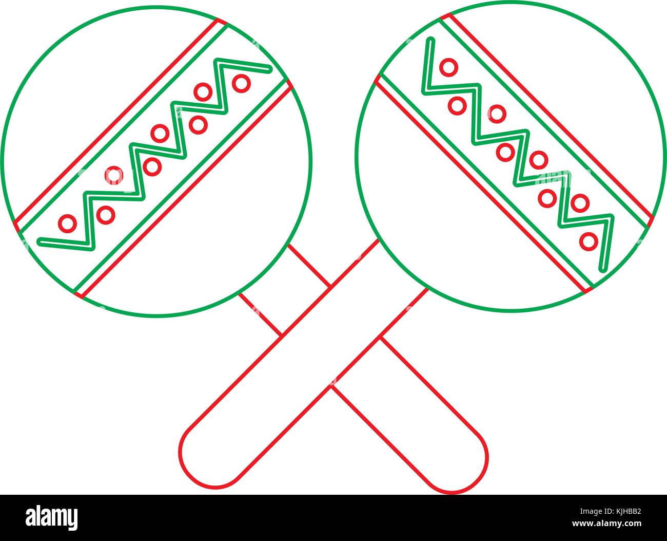 maracas mexican music instrument celebration carnaval Stock Vector