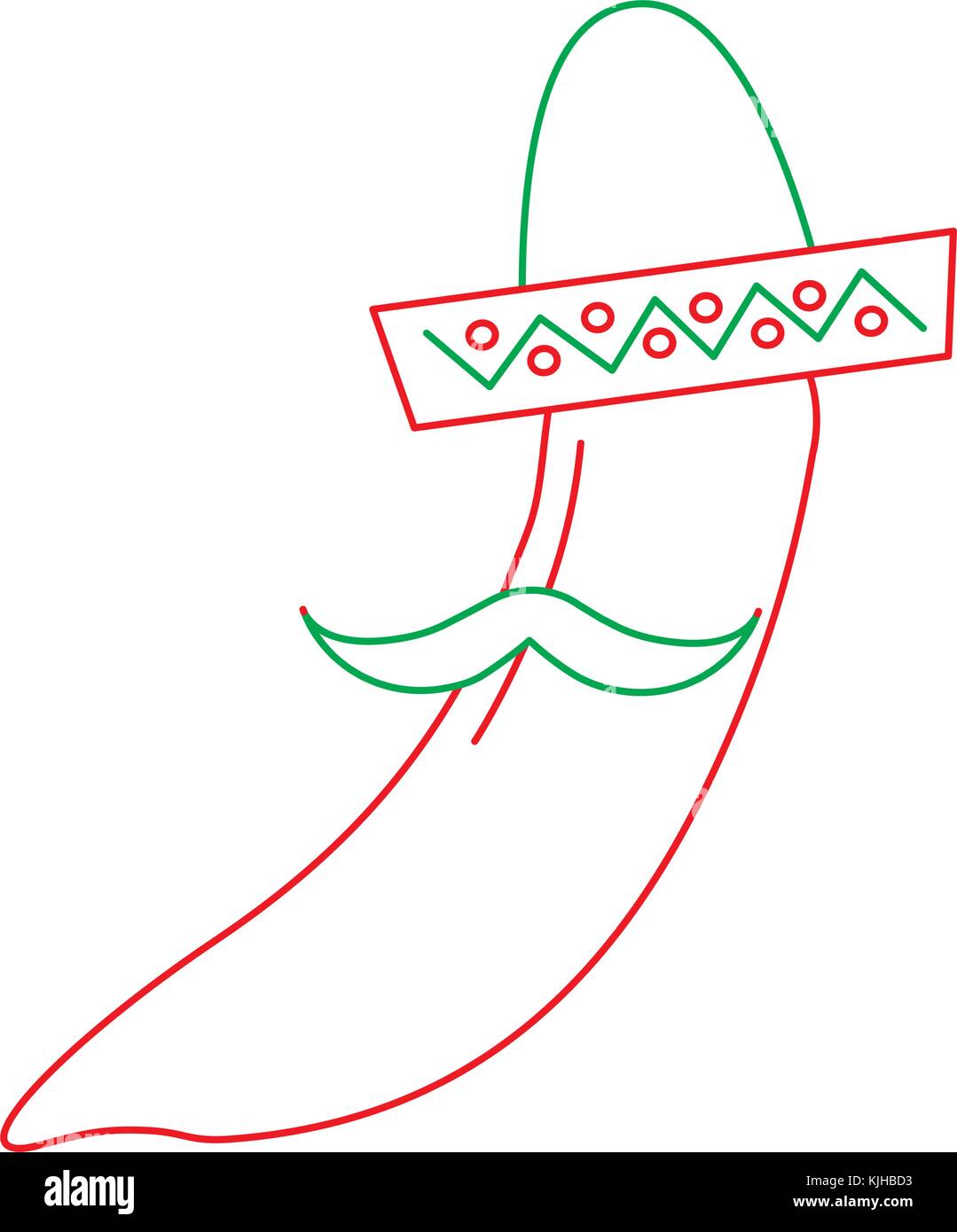 hot mexican chili pepper with hat and mustache Stock Vector Image & Art ...