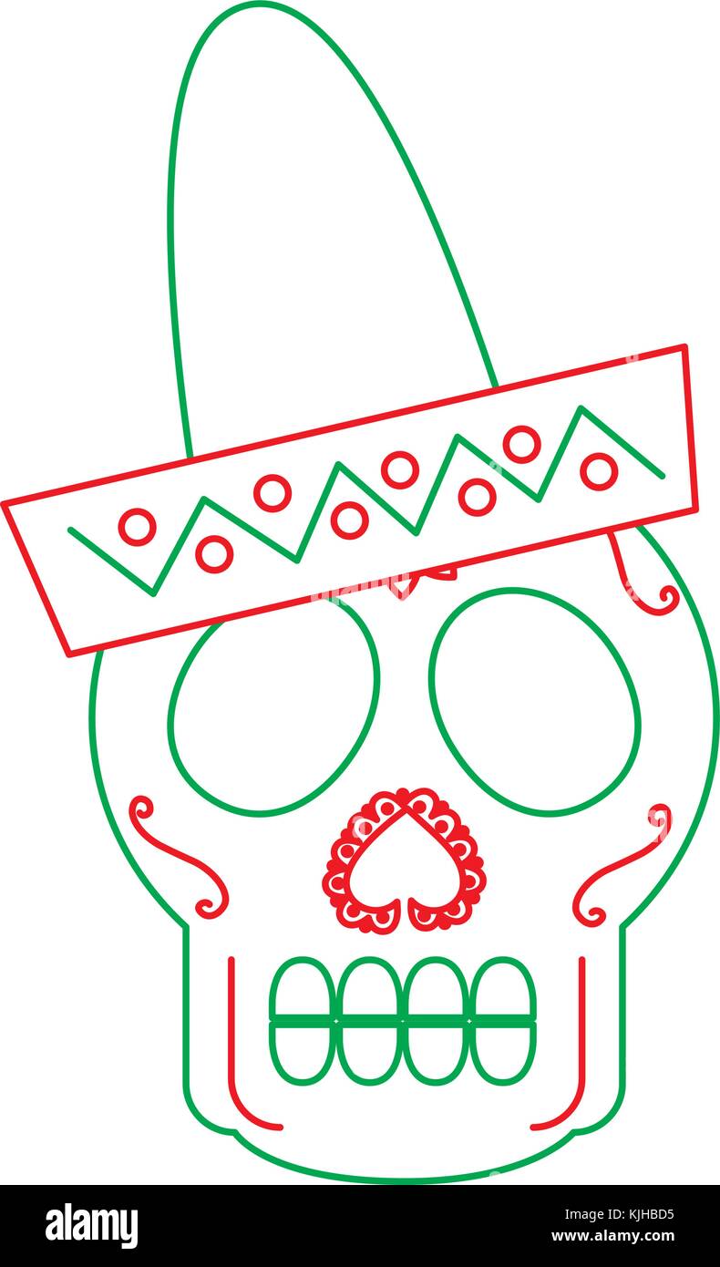 skull in hat day of the dead mexican celebration Stock Vector Image ...