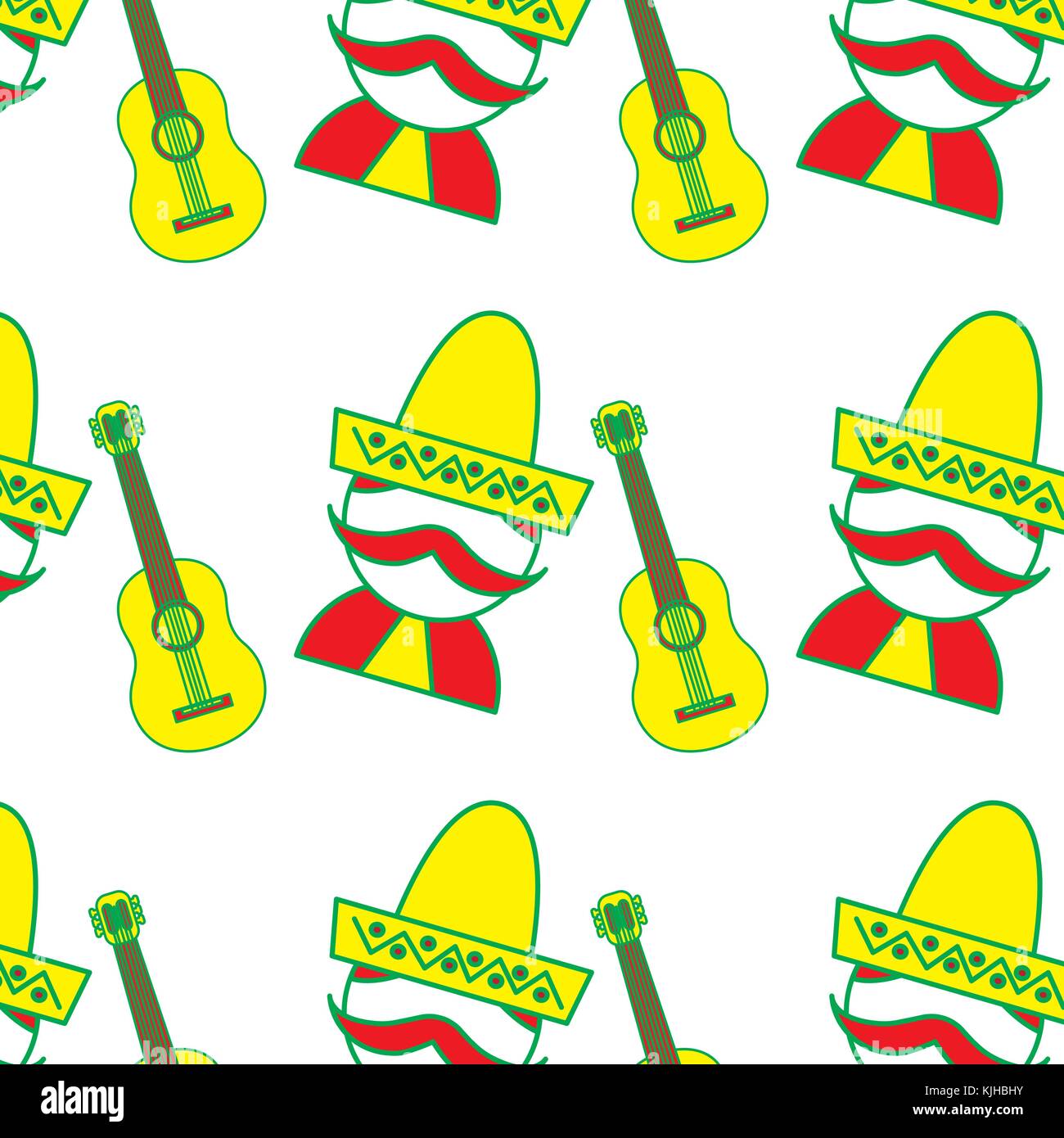 mexican man and guitar tradition seamless pattern image Stock Vector ...