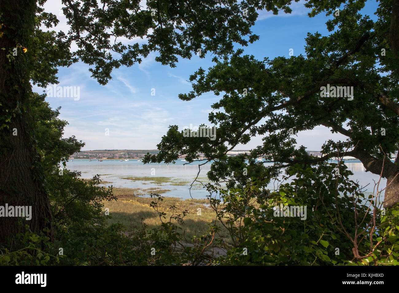 Fareham Lake in the upper reaches of Portsmouth Harbour, from Monk's