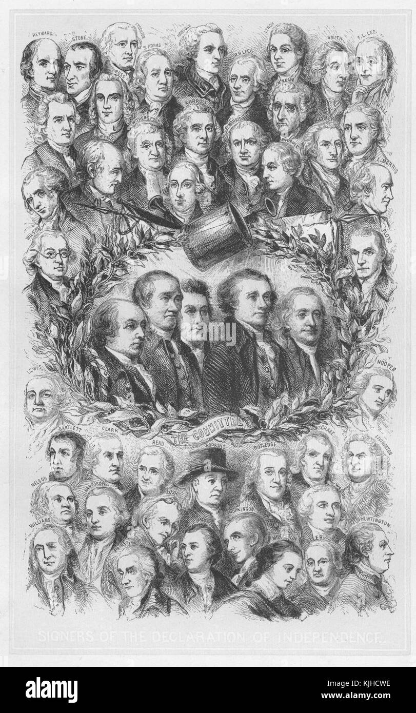 Engraving depicting the portraits of all the signers of the Declaration Engraving depicting the portraits of all the signers of the Declaration