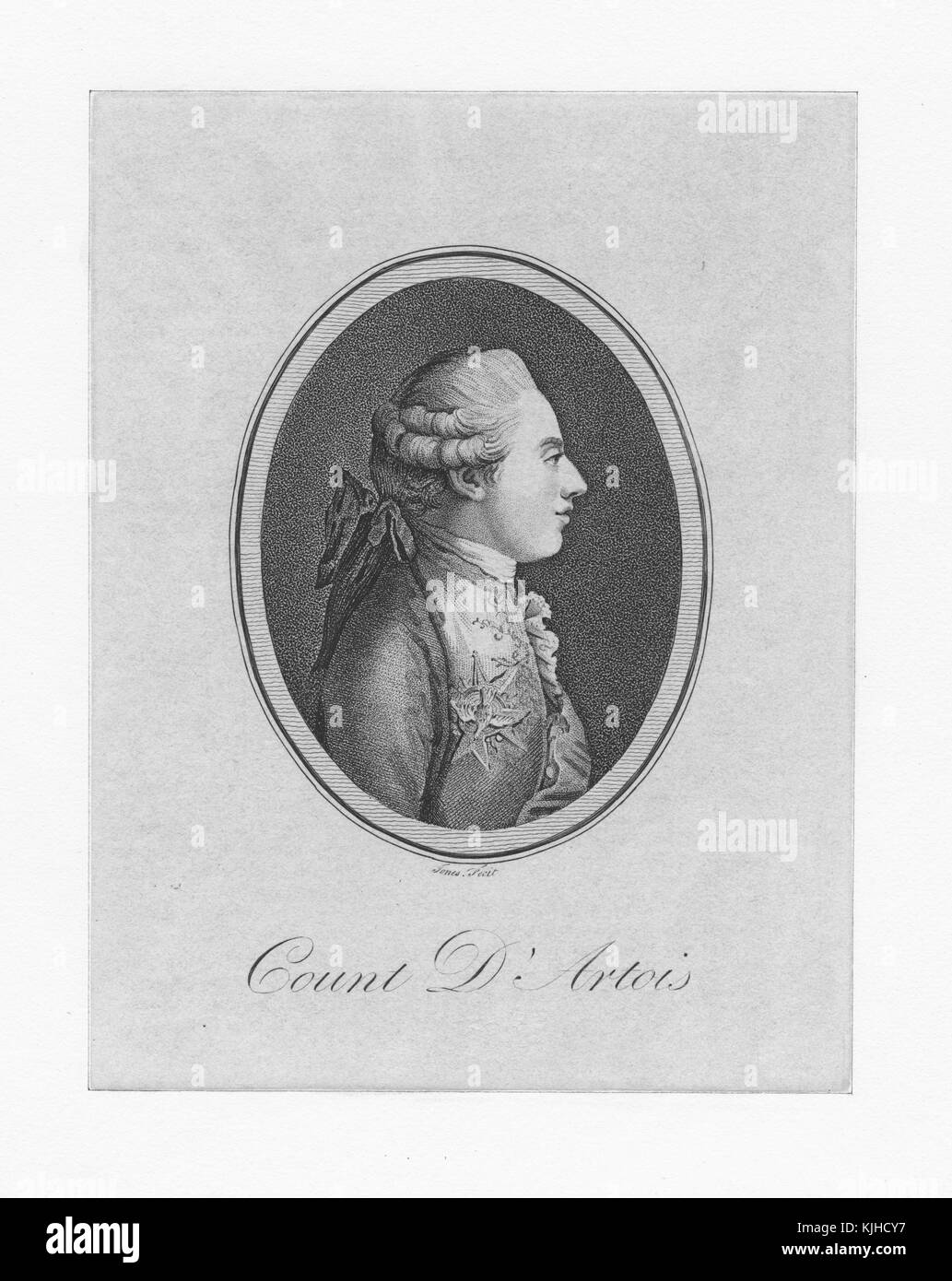 Engraved portrait of Charles X of France, Count D'Artois, King of France from 16 September 1824 until 2 August 1830, his rule of almost six years ended in the July Revolution of 1830, which resulted in his abdication, France, 1829. From the New York Public Library. Stock Photo