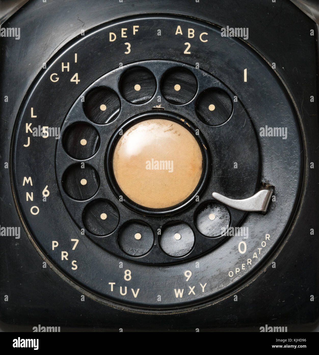 Close up of old rotary dial on telephone Stock Photo
