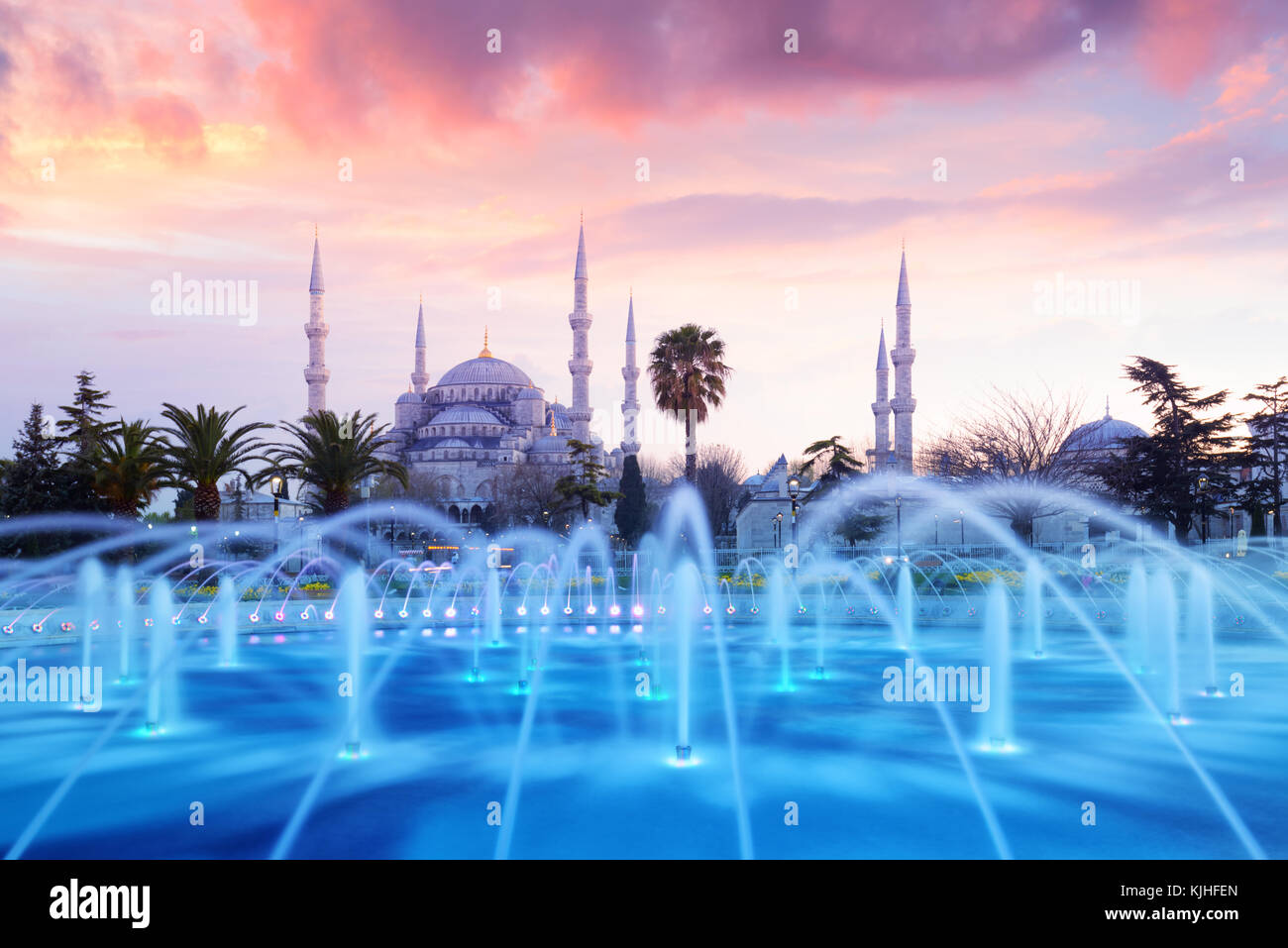 Fountain on Sultanahmet area in evening time Stock Photo - Alamy