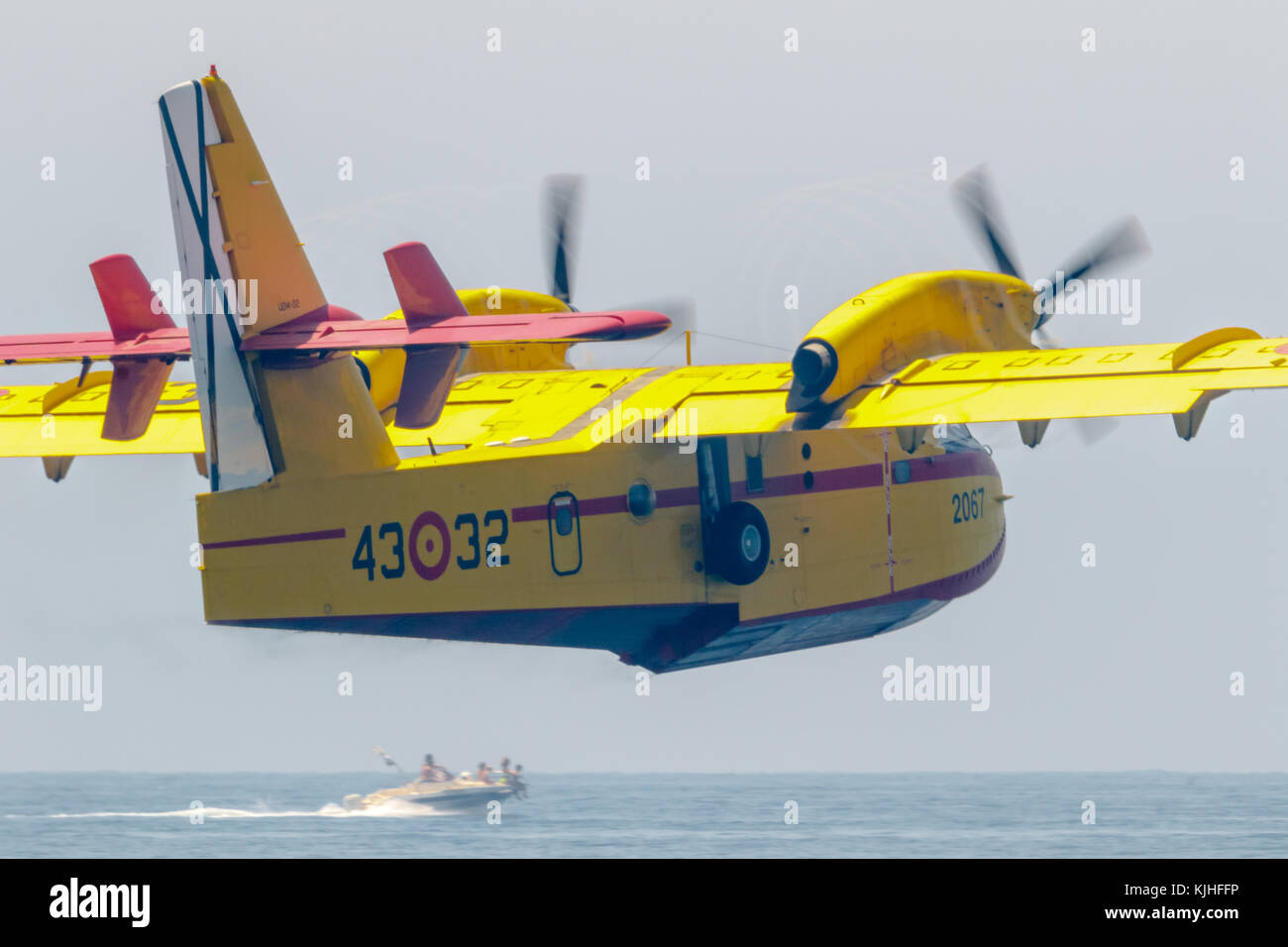 TORRE DEL MAR, MALAGA, SPAIN-JUL 28: Seaplane Canadair CL-215  taking part in a exhibition on the 2nd airshow of Torre del Mar on July 28, 2017, in To Stock Photo