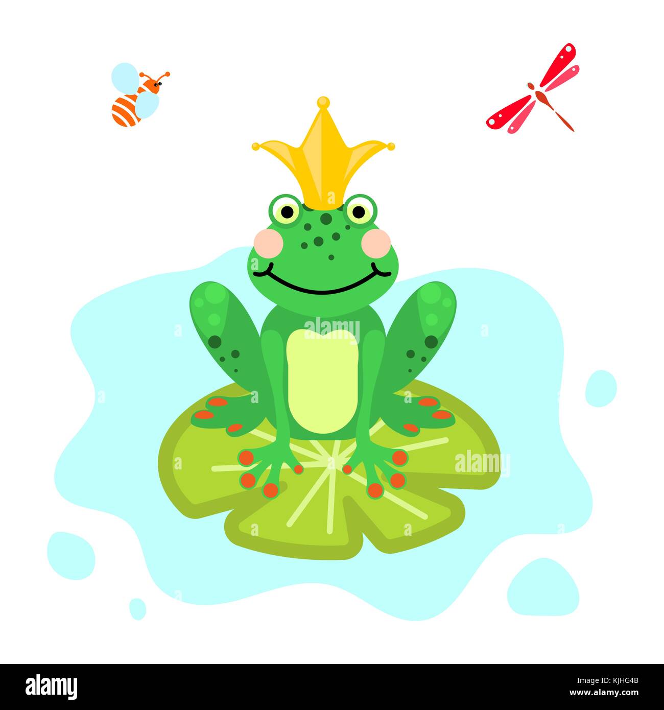 Frog prince cartoon green clip-art isolated vector. Stock Vector