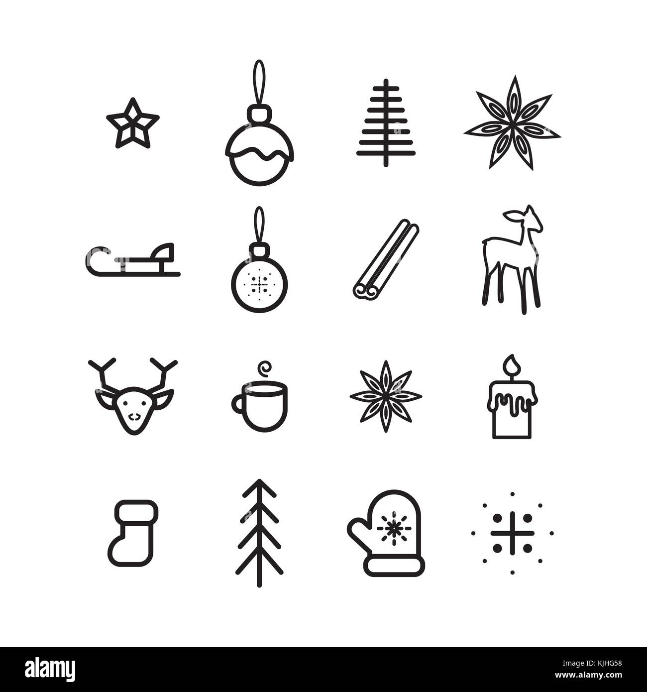 New year simple vector icon set. Stock Vector