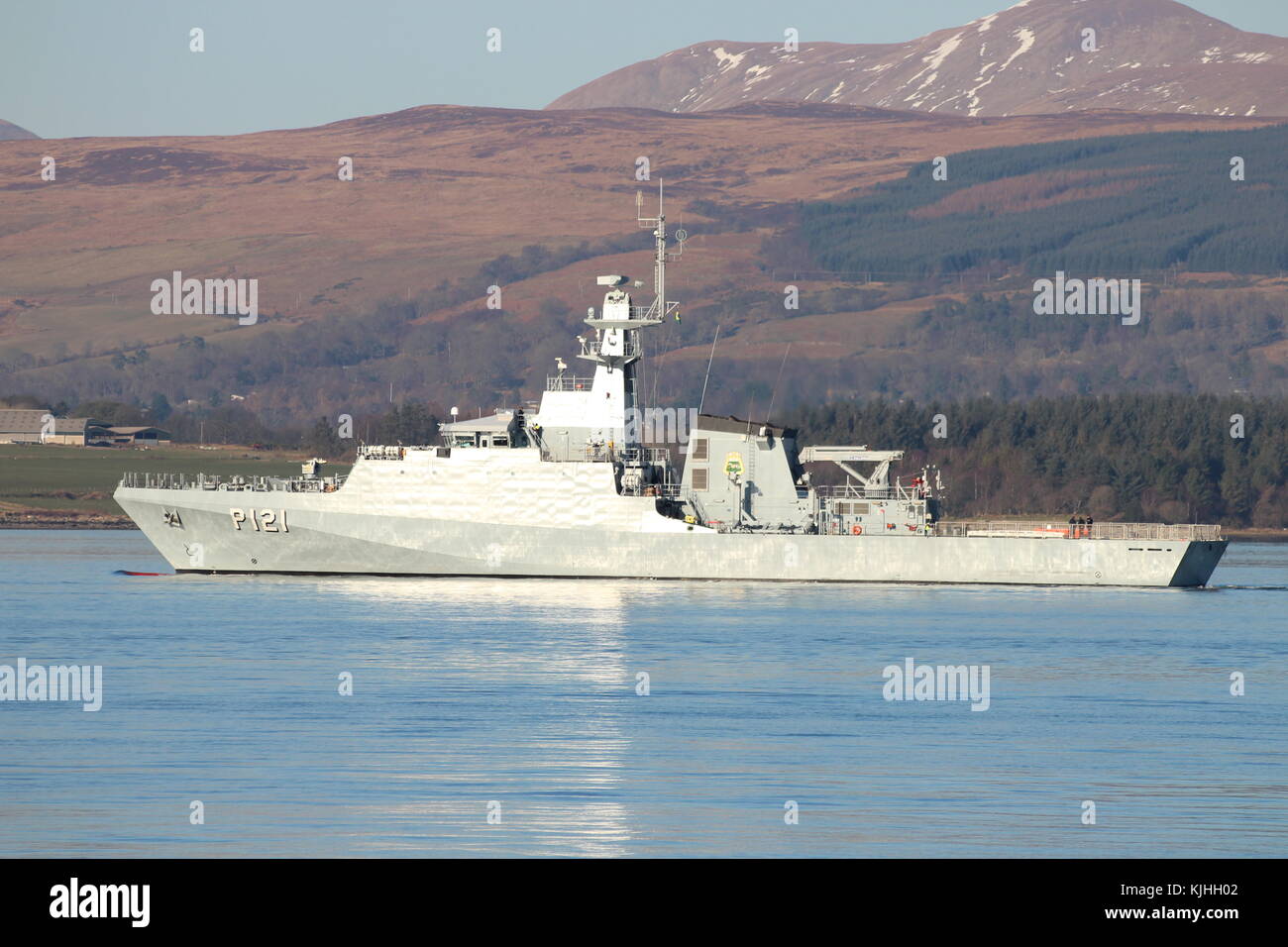 NaPaOc Apa (P121), an Amazonas-class corvette of the Brazilian Navy, off Greenock on the Firth of Clyde. Stock Photo
