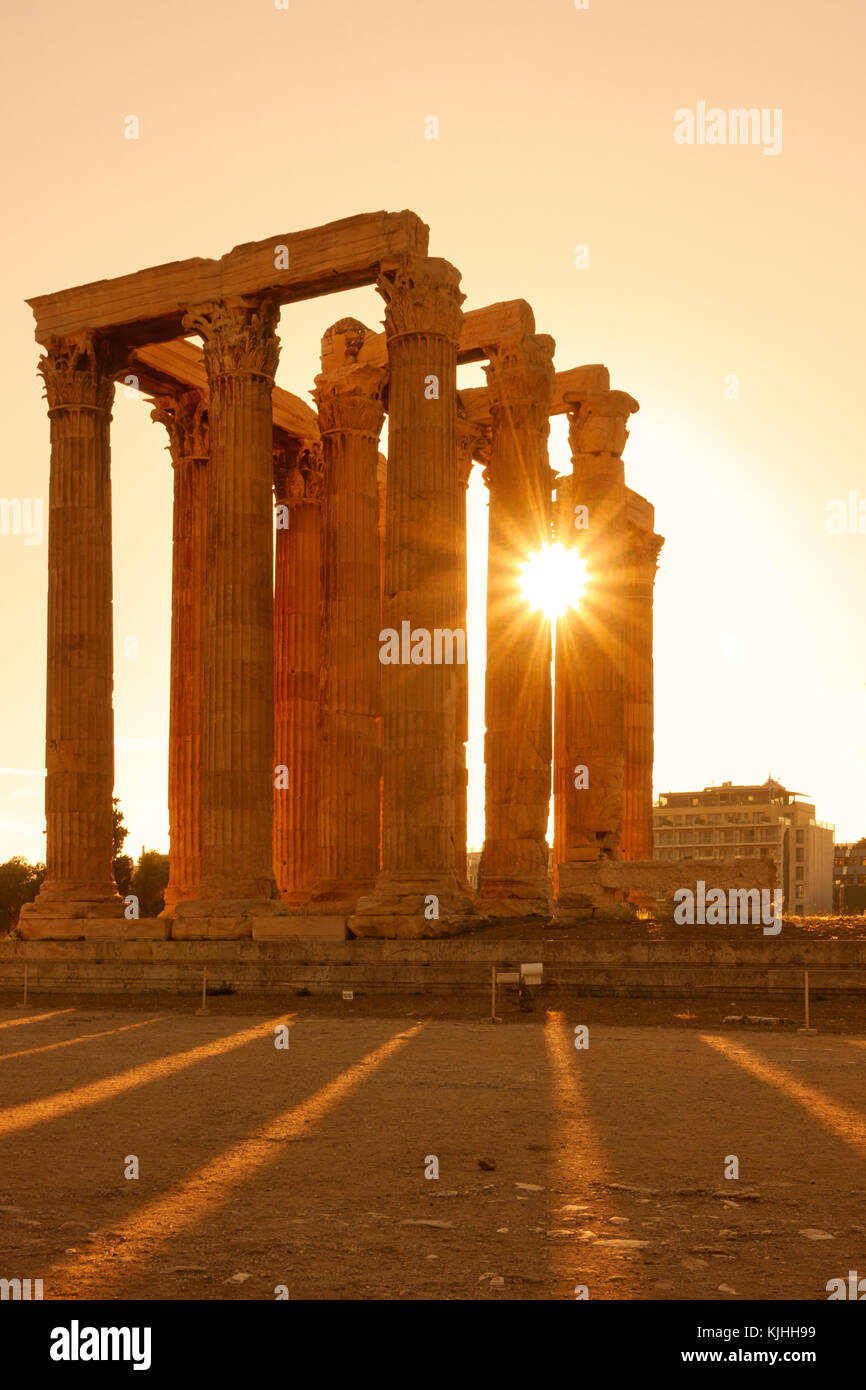Ancient columns in Athens at sundown, Greece Stock Photo - Alamy