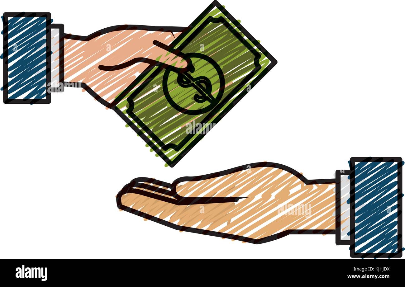 hands human with bill dollar money icon vector illustration design ...