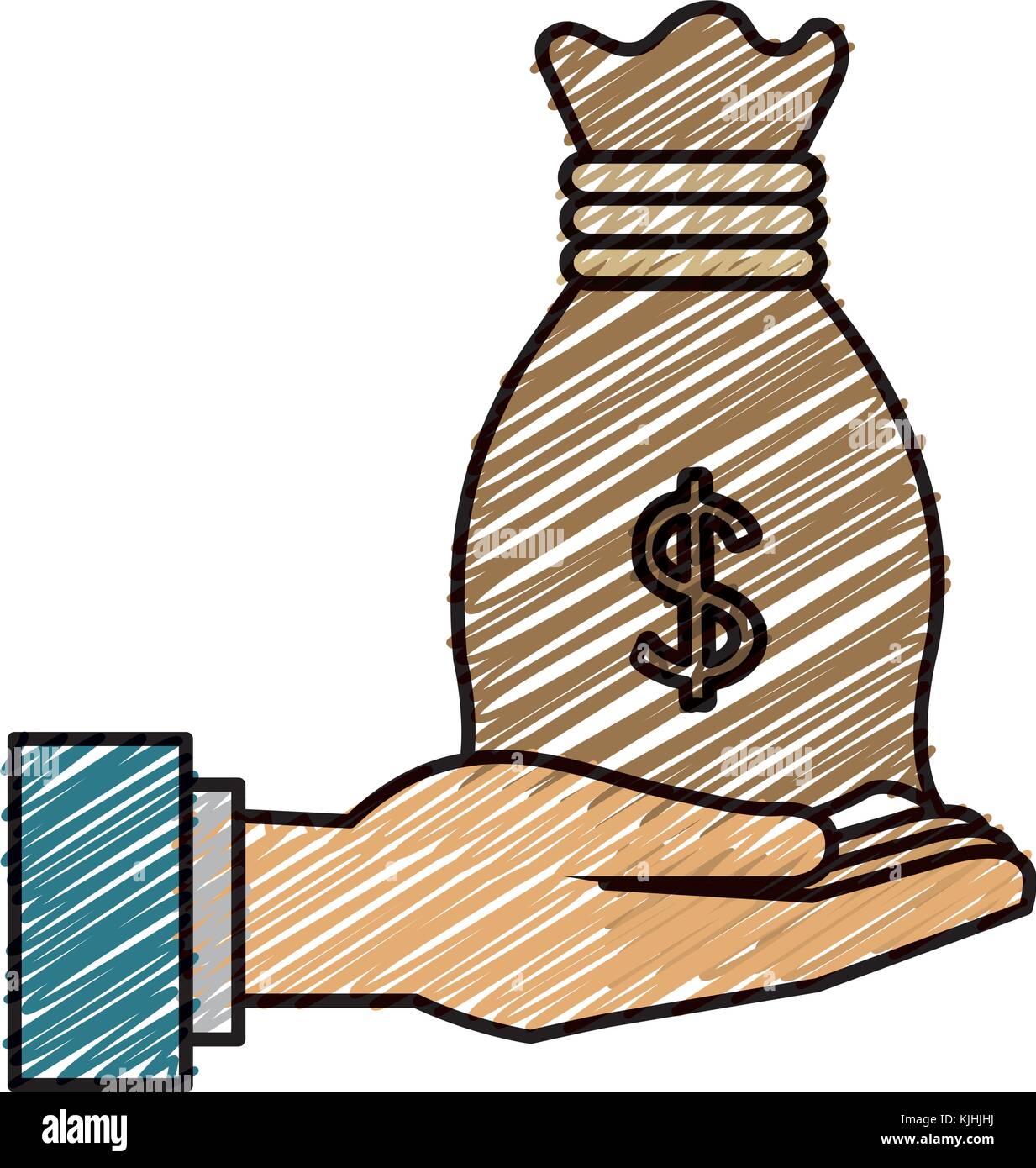 hand with money bag isolated icon vector illustration design Stock ...