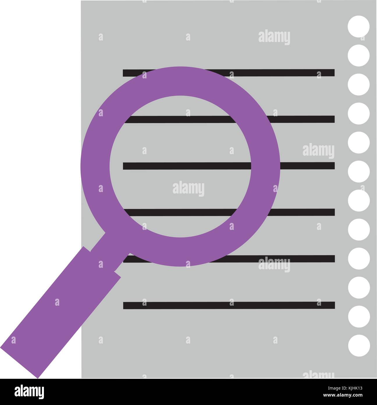 sheet of notebook with magnifying glass vector illustration design Stock Vector