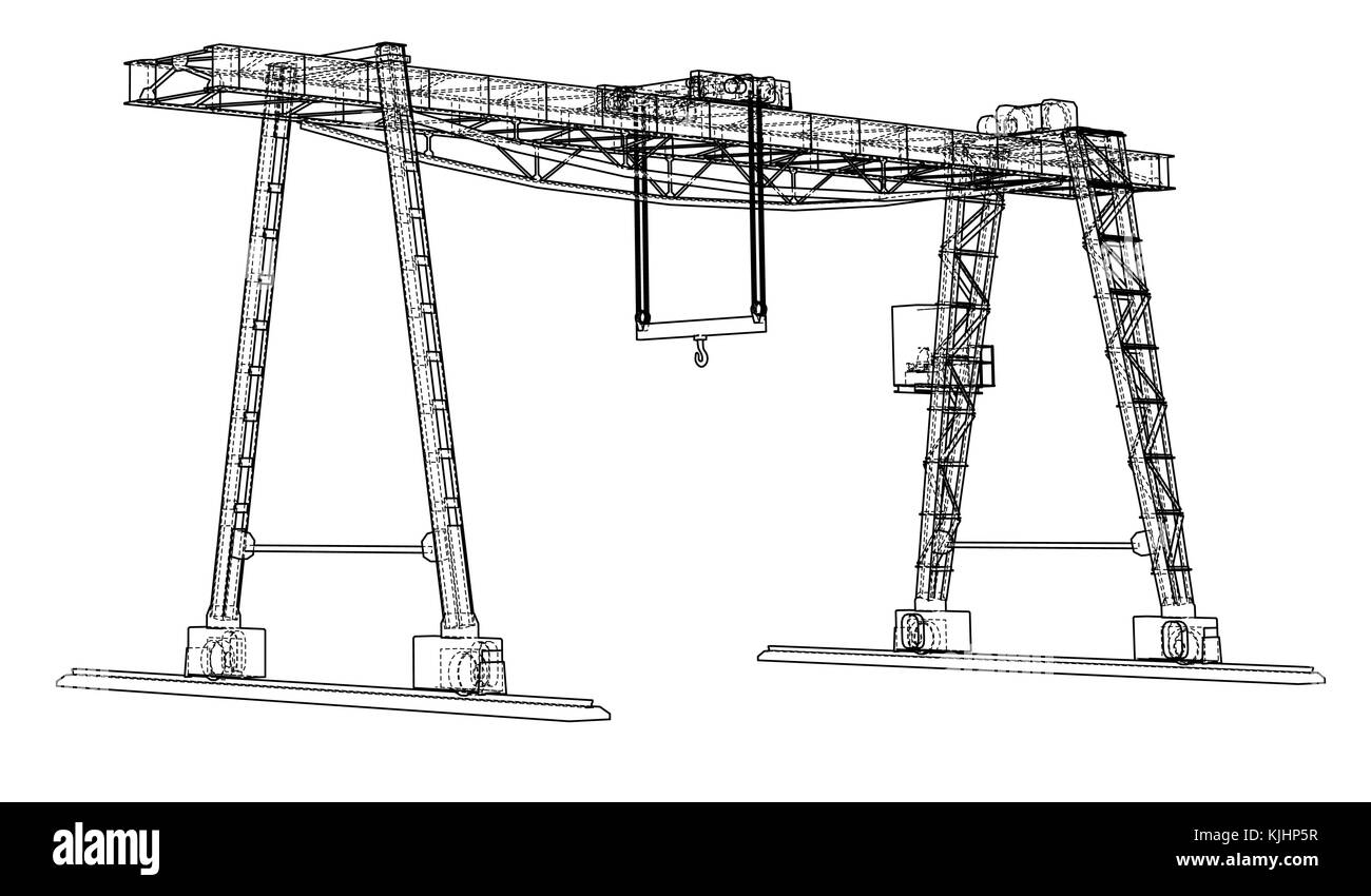Gantry crane. Wireframe. Vector EPS10 format Stock Vector Image & Art