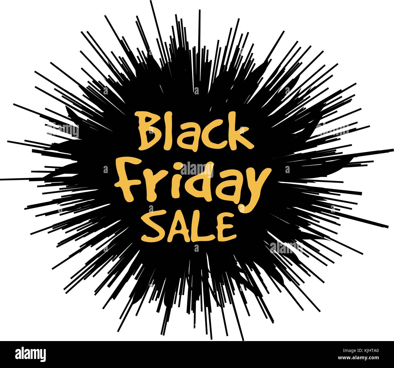 Black Friday in the form of a star drawn in the explosion in the background Stock Vector