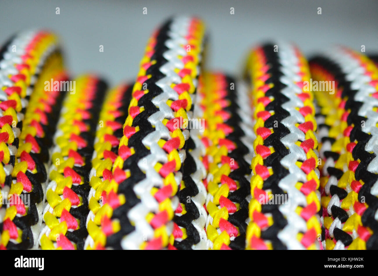 A ball of multi-colored rope for lifting heavy loads close-up Stock Photo