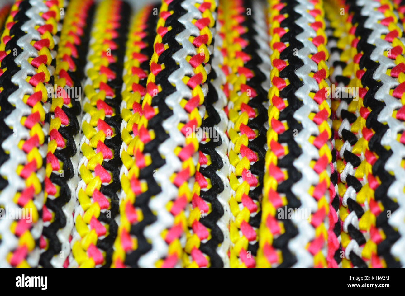 A ball of multi-colored rope for lifting heavy loads close-up Stock Photo