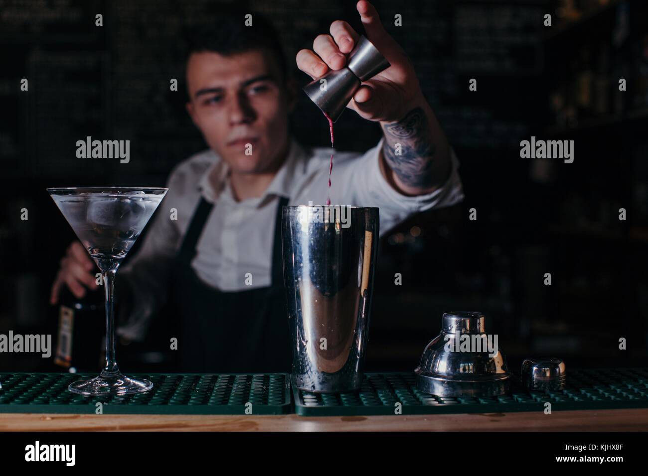 Barman preparing a cocktail Stock Photo