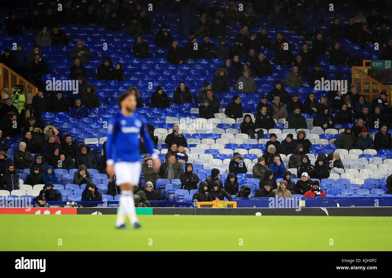 Empty seats at Goodison Park during the UEFA Europa League, Group E match between Everton and Atalanta. Stock Photo