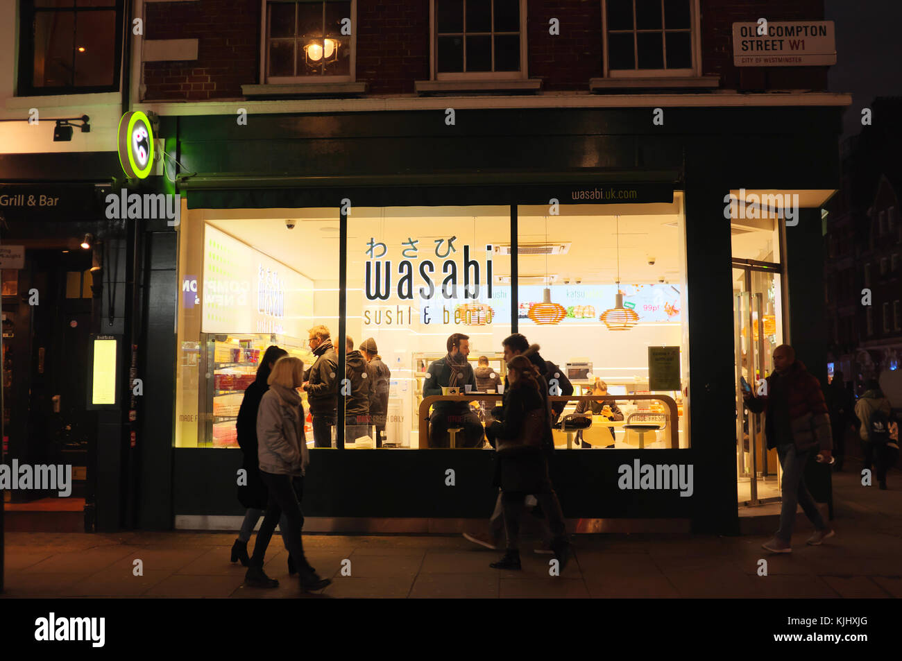 Wasabi restaurant on Old Compton Street, Soho, London, England Stock