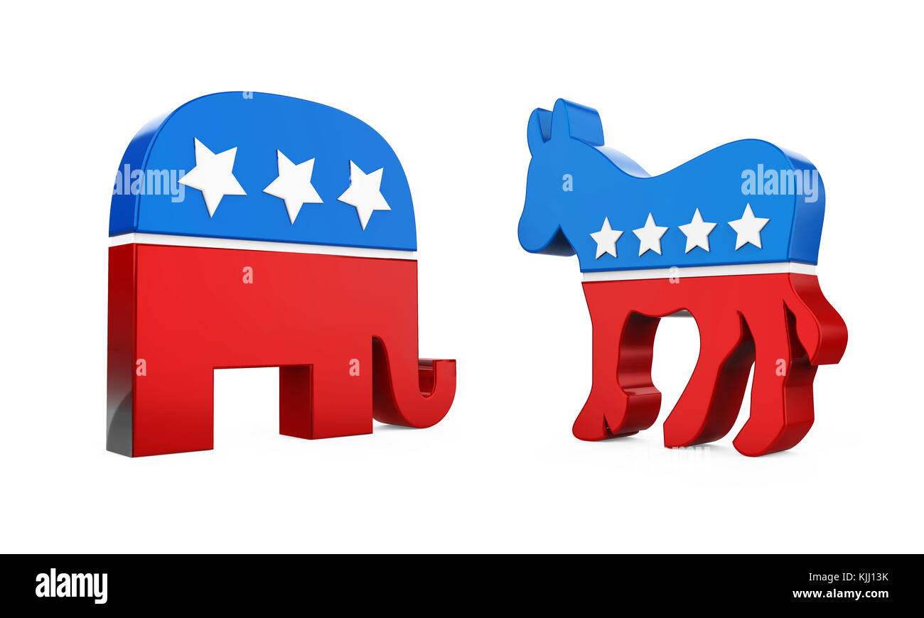 Democrat Donkey and Republican Elephant Stock Photo