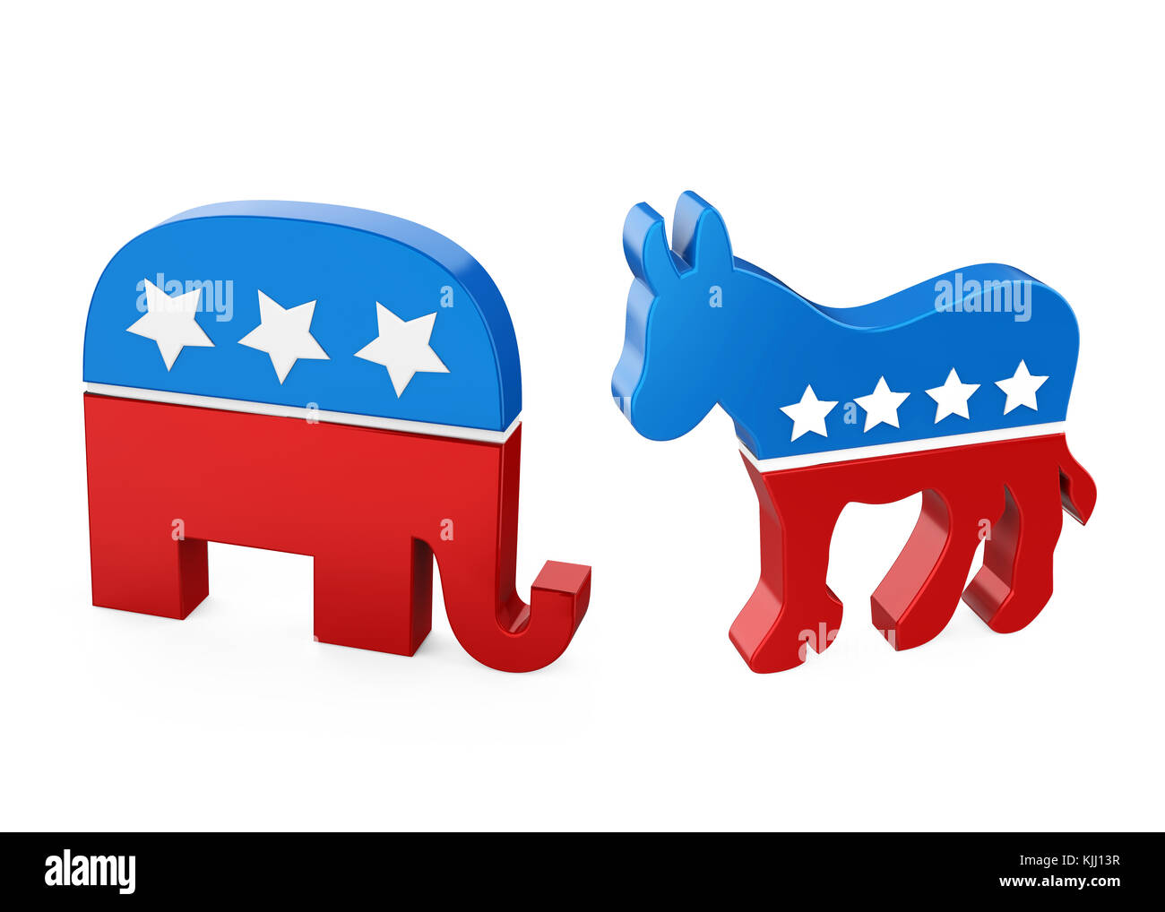 Democrat Donkey and Republican Elephant Stock Photo