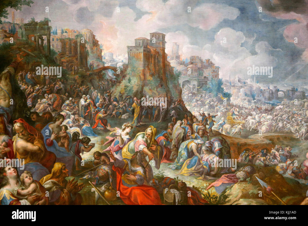 Louvre museum. Biblical battle (Sennacherib defeat?). 1597. Gillis van Valckenborgh. France. Stock Photo