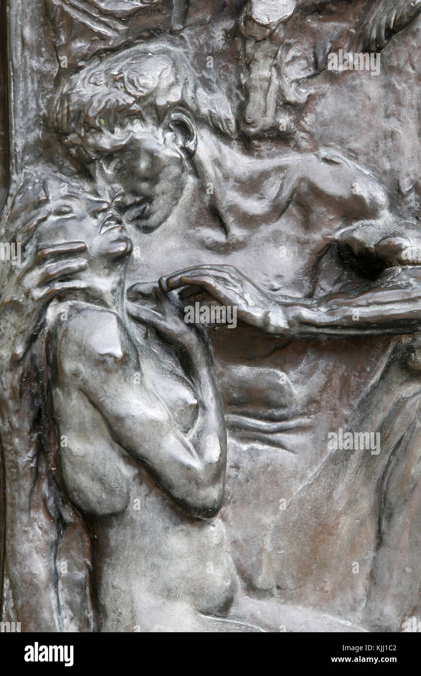 Rodin museum, Paris. The Gates of Hell. About 1890. Detail.  France. Stock Photo