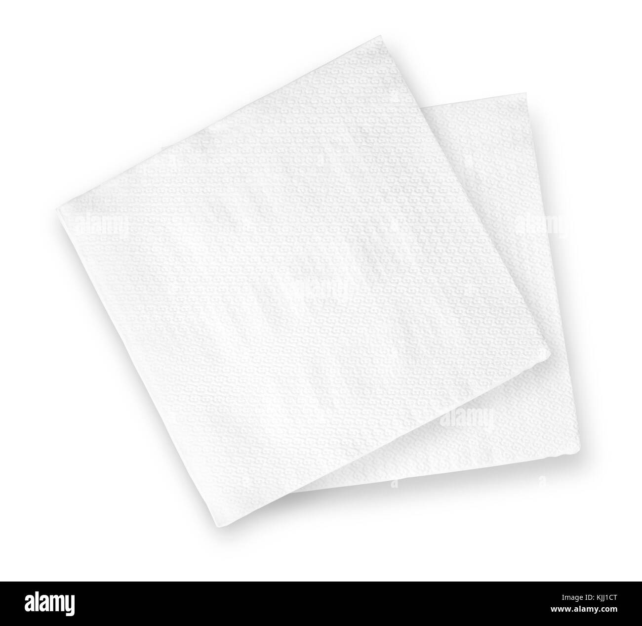 White Square Bar Napkin Isolated on White Background Stock Photo