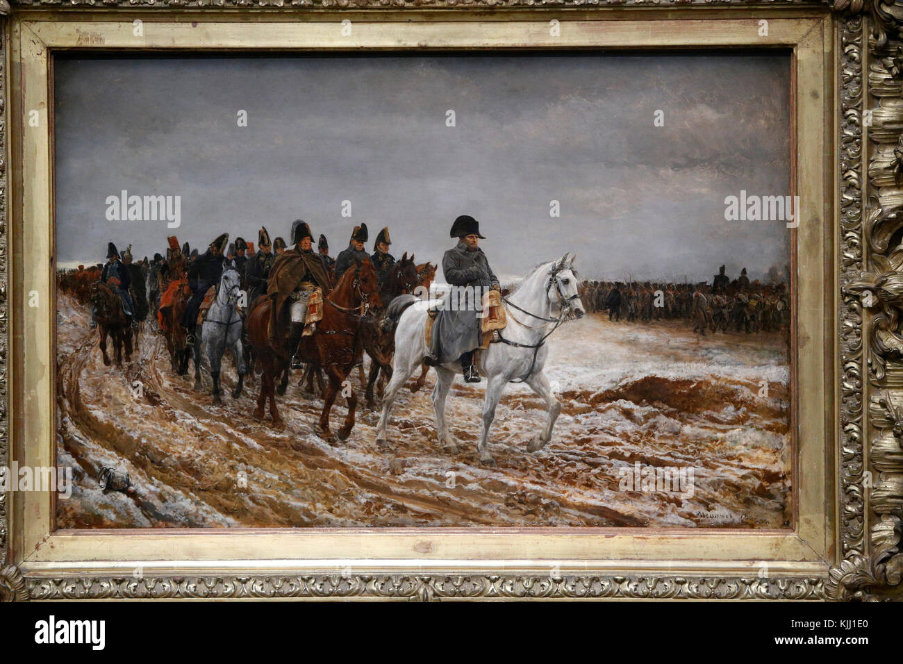 Orsay museum. Ernest Missonier. Napoleon and his staff returning from Soissons after the battle of Laon. Oil on wood. 1814. France. Stock Photo