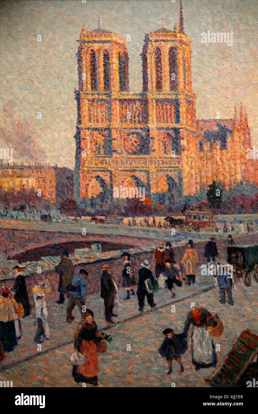 Orsay museum. Maximilien Luce. St Michel embankment & Notre Dame cathedral. Oil on canvas. 1901. France. Stock Photo