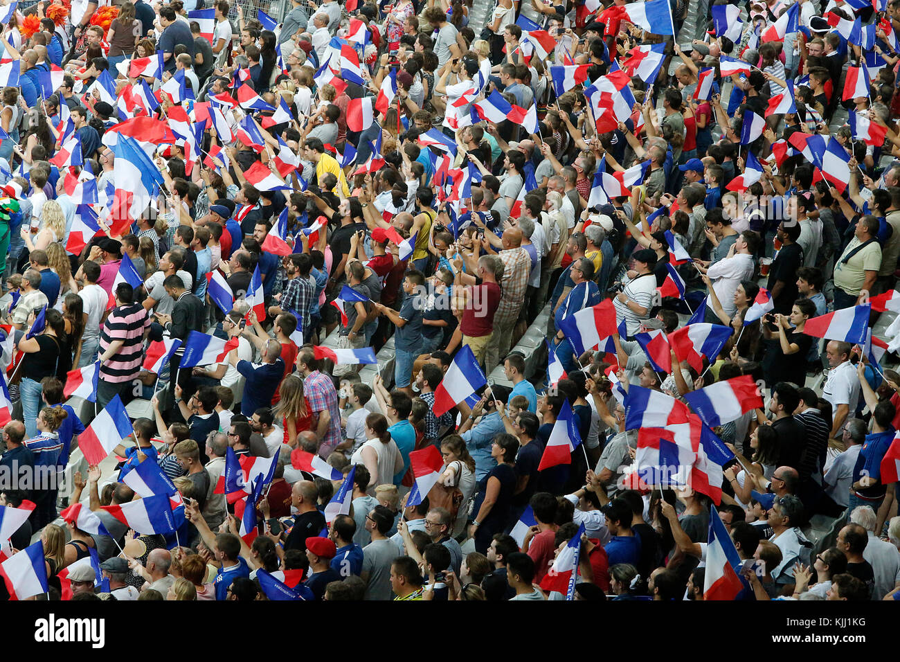 Rugby match at the Stade de France. French spectators. France. Stock Photo