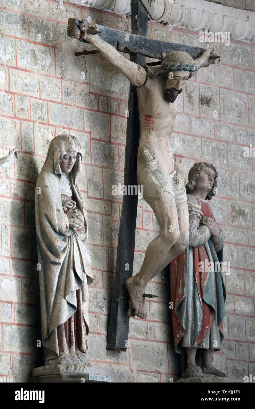Notre-Dame Saint-Lazare collegiate church.  Calvary 16 th century. Jesus on the cross.  Avallon. France. Stock Photo