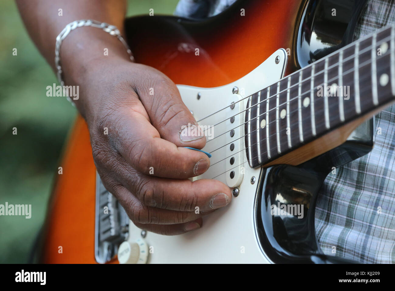 Guitar player.  France. Stock Photo