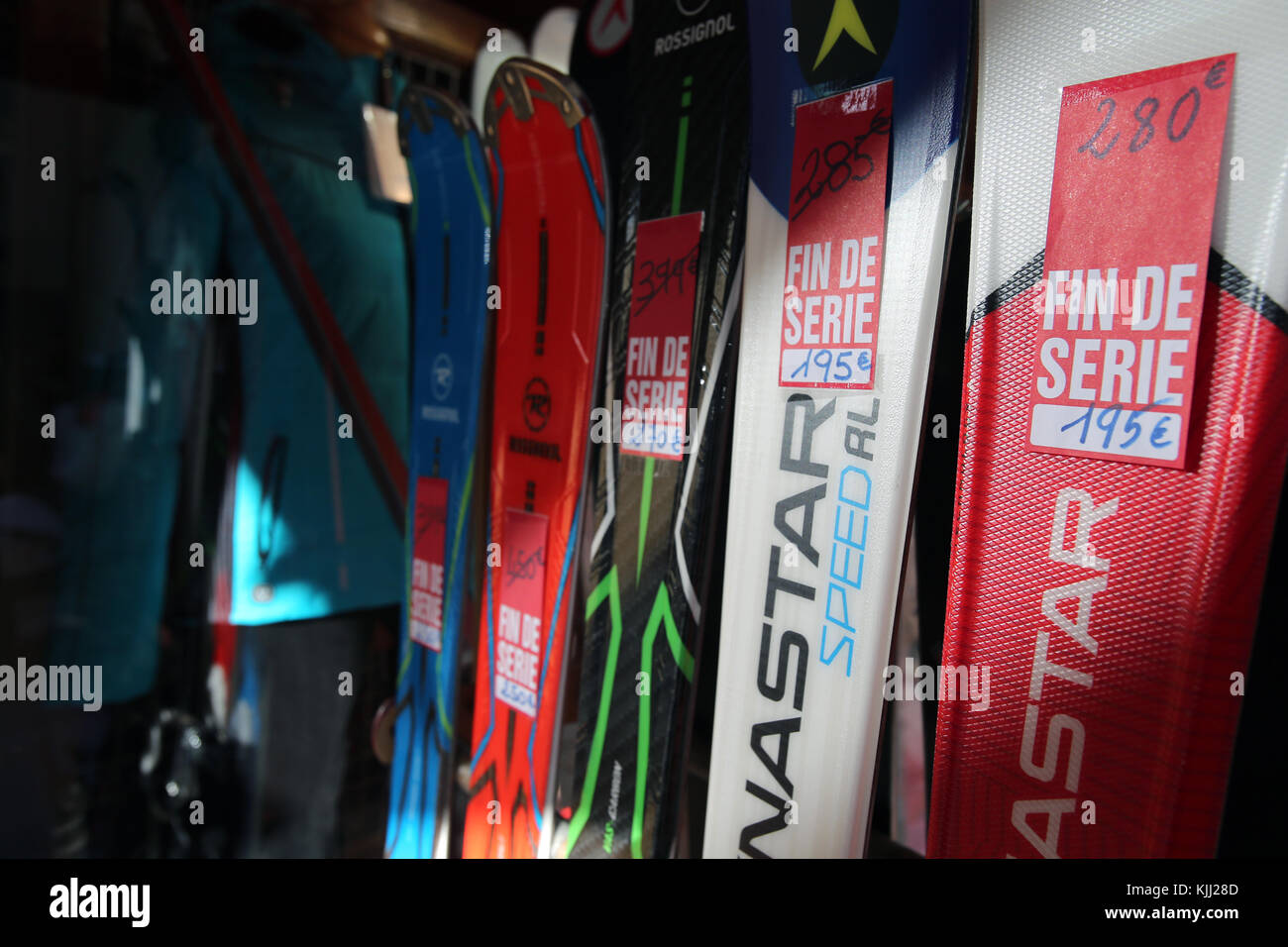 Ski shop. Sales. France. Stock Photo