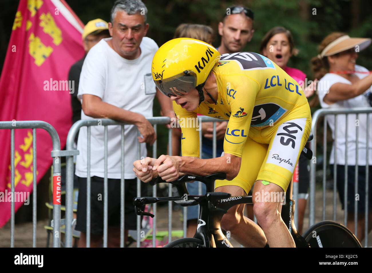 Le Tour de France 2016. Sallanches - Megeve in the french Alps.  Chris Froome of Great Britain and Team Sky.  France. Stock Photo