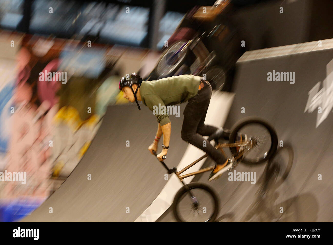 Bike jumper at La Villette, Paris. France. Stock Photo