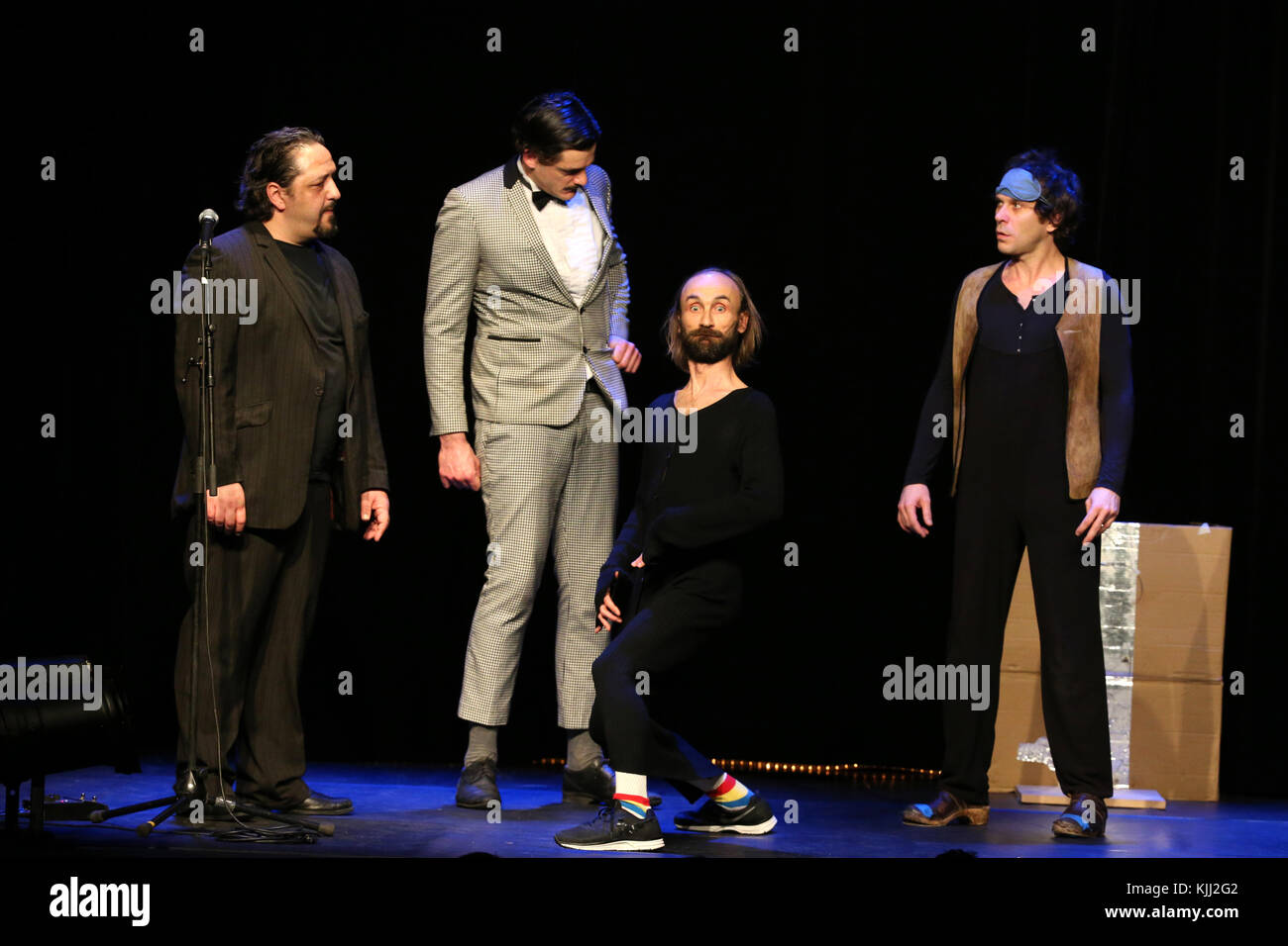 Les Chiche Capon : Fred Blin, Patrick De Valette, Ricardo La Giudice & Matthieu Pillard on stage. France. Stock Photo