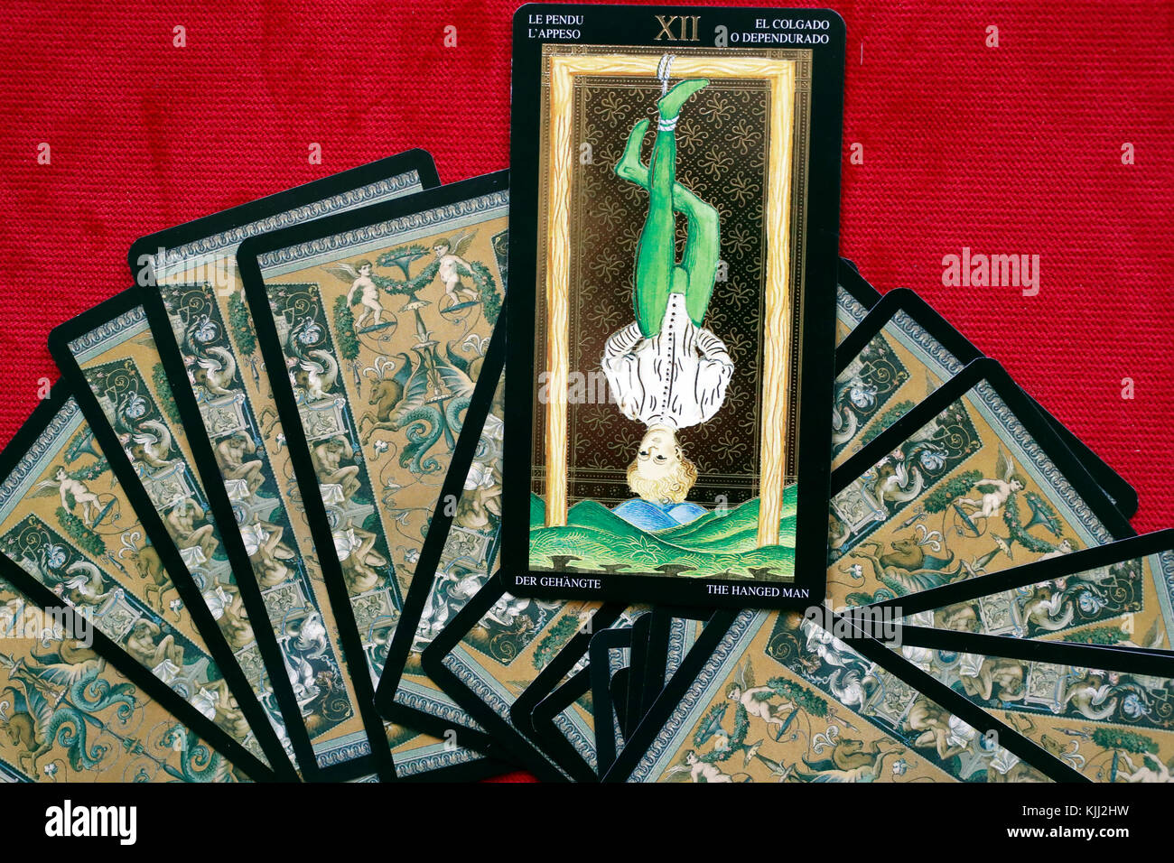 Tarot cards.  The hanged man. Stock Photo