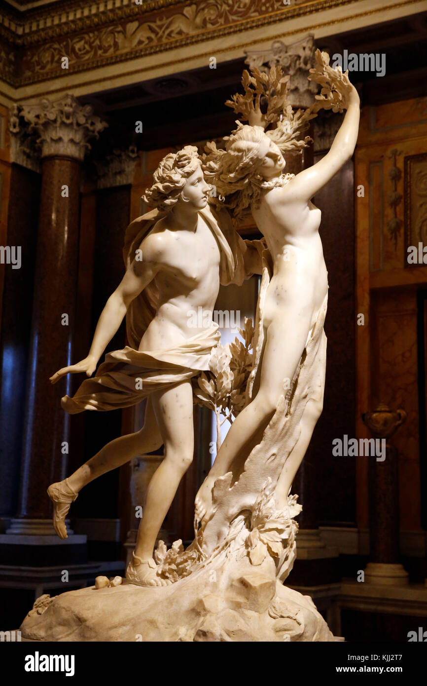 Borghese gallery, Rome. Gian Lorenzo Bernini, Apollo & Daphne. Marble, 1622/1625. Italy. Stock Photo